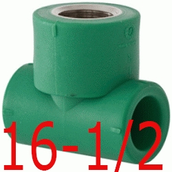 TE ROSCA HEMBRA 16-1/2-16 MM, DERIVACION ROSCA HEMBRA ppr DERIBACION polipropileno copolimero para polifusionar TERMOFUSIONAR Figura 130 Fg