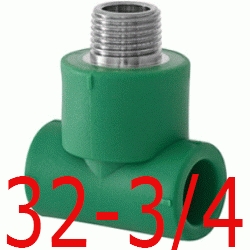 TE ROSCA MACHO 32-3/4-32 MM, DERIVACION ROSCA MACHO ppr DERIBACION polipropileno copolimero para polifusionar TERMOFUSIONAR Figura 130 Fg