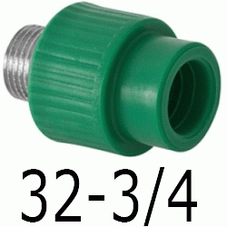 MANGUITO R.MACHO 32-3/4", TERMINAL ppr polipropileno copolimero para polifusionar TERMOFUSIONAR Machones Uniones Empalmes Enpalmes Empalmar Enpalmar Figura 243 Fg Mechones TRM