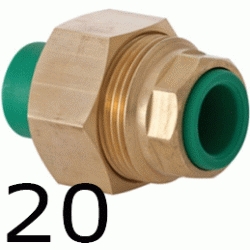 CONECTOR UNIVERSAL 20 MM, CONECTOR UNIVERSAL ppr polipropileno copolimero para polifusionar TERMOFUSIONAR Figura 340 Fg Tres Piezas 3