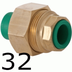 CONECTOR UNIVERSAL 32 MM, CONECTOR UNIVERSAL ppr polipropileno copolimero para polifusionar TERMOFUSIONAR Figura 340 Fg Tres Piezas 3