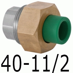 CONECTOR ROSCA HEMBRA 40-1 1/2", CONECTOR 1 1/2 1-1/2 ppr 11/2" polipropileno copolimero para polifusionar TERMOFUSIONAR Figura 340 Fg Tres Piezas 3