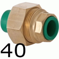 CONECTOR UNIVERSAL 40 MM, CONECTOR UNIVERSAL ppr polipropileno copolimero para polifusionar TERMOFUSIONAR Figura 340 Fg Tres Piezas 3