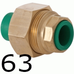 CONECTOR UNIVERSAL 63 MM, CONECTOR UNIVERSAL ppr polipropileno copolimero para polifusionar TERMOFUSIONAR Figura 340 Fg Tres Piezas 3