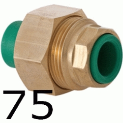 CONECTOR UNIVERSAL 75 MM, CONECTOR UNIVERSAL ppr polipropileno copolimero para polifusionar TERMOFUSIONAR Figura 340 Fg Tres Piezas 3