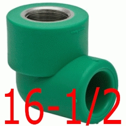 CODO 90 R.HEMBRA 16-1/2", ppr polipropileno copolimero para polifusionar TERMOFUSIONAR Figura 90 Fg