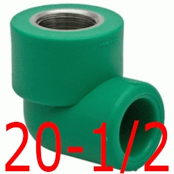 CODO 90 R.HEMBRA 20-1/2", ppr polipropileno copolimero para polifusionar TERMOFUSIONAR Figura 90 Fg