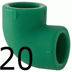 CODO 90 H-HEMBRA 20 MM, CURVA 90 ppr CURBA polipropileno copolimero para polifusionar TERMOFUSIONAR H/H H-H Figura 90 Fg