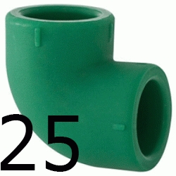 CODO 90 H-HEMBRA 25 MM, CURVA 90 ppr CURBA polipropileno copolimero para polifusionar TERMOFUSIONAR H/H H-H Figura 90 Fg