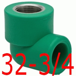 CODO 90 R.HEMBRA 32-3/4", ppr polipropileno copolimero para polifusionar TERMOFUSIONAR Figura 90 Fg