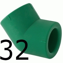 CODO 45 H-HEMBRA 32 MM, CURVA 45 ppr CURBA polipropileno copolimero para polifusionar TERMOFUSIONAR H/H H-H Figura 41 Fg