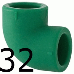 CODO 90 H-HEMBRA 32 MM, CURVA 90 ppr CURBA polipropileno copolimero para polifusionar TERMOFUSIONAR H/H H-H Figura 90 Fg