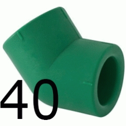 CODO 45 H-HEMBRA 40 MM, CURVA 45 ppr CURBA polipropileno copolimero para polifusionar TERMOFUSIONAR H/H H-H Figura 41 Fg