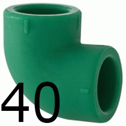 CODO 90 H-HEMBRA 40 MM, CURVA 90 ppr CURBA polipropileno copolimero para polifusionar TERMOFUSIONAR H/H H-H Figura 90 Fg