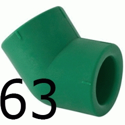 CODO 45 H-HEMBRA 63 MM, CURVA 45 ppr CURBA polipropileno copolimero para polifusionar TERMOFUSIONAR H/H H-H Figura 41 Fg