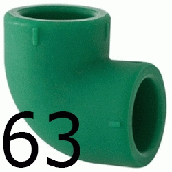 CODO 90 H-HEMBRA 63 MM, CURVA 90 ppr CURBA polipropileno copolimero para polifusionar TERMOFUSIONAR H/H H-H Figura 90 Fg