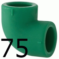 CODO 90 H-HEMBRA 75 MM, CURVA 90 ppr CURBA polipropileno copolimero para polifusionar TERMOFUSIONAR H/H H-H Figura 90 Fg