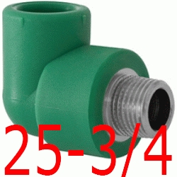 CODO 90 ROSCA MACHO 25-3/4", ppr polipropileno copolimero para polifusionar TERMOFUSIONAR Figura 92 Fg