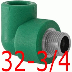 CODO 90 ROSCA MACHO 32-3/4", ppr polipropileno copolimero para polifusionar TERMOFUSIONAR Figura 92 Fg