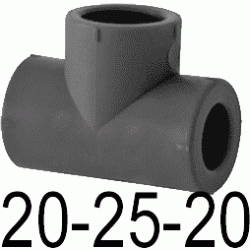 TE REDUCIDA N 20-25-20 MM, DERIVACION REDUCIDA DERIBACION ACCESORIOS TERMOFUSINAR polifusionar POLIETILENO PE-100 SYSTEM POLITILENO Negros Negras Repolen Figura 130 Fg