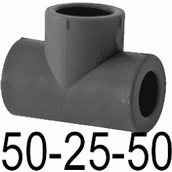 TE REDUCIDA N 50-25-50 MM, DERIVACION REDUCIDA DERIBACION ACCESORIOS TERMOFUSINAR polifusionar POLIETILENO PE-100 SYSTEM POLITILENO Negros Negras Repolen Figura 130 Fg