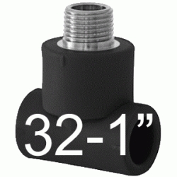 TE ROSCA MACHO N 32-1-32 MM, DERIVACION ROSCA MACHO DERIBACION ACCESORIOS TERMOFUSINAR polifusionar POLIETILENO PE-100 SYSTEM POLITILENO Negros Negras Repolen Figura 130 Fg