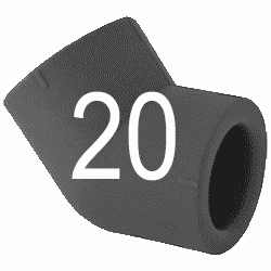 CODO 45 H-HEMBRA N 20 MM, CURVA 45 CURBA ACCESORIOS TERMOFUSINAR polifusionar POLIETILENO PE-100 SYSTEM POLITILENO Negros Negras Repolen H/H H-H Figura 41 Fg