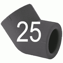 CODO 45 H-HEMBRA N 25 MM, CURVA 45 CURBA ACCESORIOS TERMOFUSINAR polifusionar POLIETILENO PE-100 SYSTEM POLITILENO Negros Negras Repolen H/H H-H Figura 41 Fg