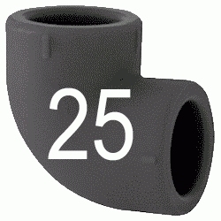 CODO 90 H-HEMBRA N 25 MM, CURVA 90 CURBA ACCESORIOS TERMOFUSINAR polifusionar POLIETILENO PE-100 SYSTEM POLITILENO Negros Negras Repolen H/H H-H Figura 90 Fg