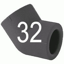 CODO 45 H-HEMBRA N 32 MM, CURVA 45 CURBA ACCESORIOS TERMOFUSINAR polifusionar POLIETILENO PE-100 SYSTEM POLITILENO Negros Negras Repolen H/H H-H Figura 41 Fg