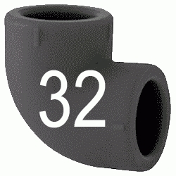 CODO 90 H-HEMBRA N 32 MM, CURVA 90 CURBA ACCESORIOS TERMOFUSINAR polifusionar POLIETILENO PE-100 SYSTEM POLITILENO Negros Negras Repolen H/H H-H Figura 90 Fg