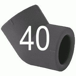 CODO 45 H-HEMBRA N 40 MM, CURVA 45 CURBA ACCESORIOS TERMOFUSINAR polifusionar POLIETILENO PE-100 SYSTEM POLITILENO Negros Negras Repolen H/H H-H Figura 41 Fg