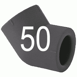 CODO 45 H-HEMBRA N 50 MM, CURVA 45 CURBA ACCESORIOS TERMOFUSINAR polifusionar POLIETILENO PE-100 SYSTEM POLITILENO Negros Negras Repolen H/H H-H Figura 41 Fg