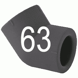 CODO 45 H-HEMBRA N 63 MM, CURVA 45 CURBA ACCESORIOS TERMOFUSINAR polifusionar POLIETILENO PE-100 SYSTEM POLITILENO Negros Negras Repolen H/H H-H Figura 41 Fg