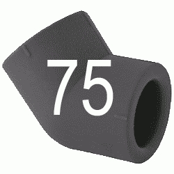 CODO 45 H-HEMBRA N 75 MM, CURVA 45 CURBA ACCESORIOS TERMOFUSINAR polifusionar POLIETILENO PE-100 SYSTEM POLITILENO Negros Negras Repolen H/H H-H Figura 41 Fg