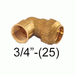 K 64 CODO DE METAL MIXTO HEMBRA DE 25x3/4 PARA POLIETILENO, Racor Fittings Polietileno Fitings Accesorio Kas K64 K-64 CURVA ROSCA HEMBRA politileno laton CURBA Terminales Racords TRH  Saiplen Sayplen Tuberias Tubos