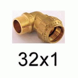 K 64 CODO DE METAL MIXTO MACHO DE 32 1 PARA POLIETILENO, Racor Fittings Polietileno Fitings Accesorio Kas K64 K-64 CURVA ROSCA MACHO politileno laton CURBA Terminales Racords TRM 32x1 Saiplen Sayplen Tuberias Tubos