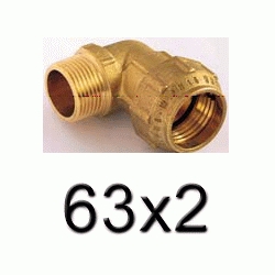 K 64 CODO DE METAL MIXTO MACHO 63 2 PARA POLIETILENO, Racor Fittings Polietileno Fitings Accesorio Kas K64 K-64 CURVA ROSCA MACHO politileno laton CURBA Terminales Racords TRM 63x2 Saiplen Sayplen Tuberias Tubos