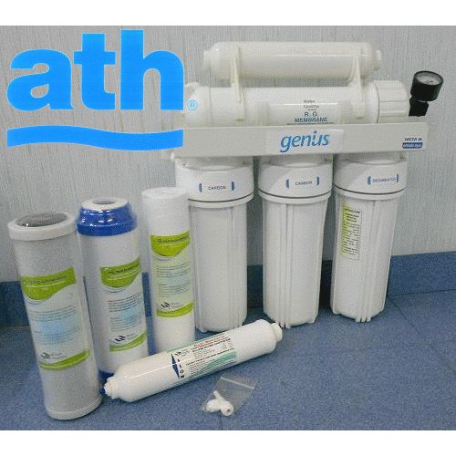 EQUIPO DE OSMOSIS INVERSA DOMESTICA GENIUS 4 DE 5 ETAPAS PRODUCCION DE 110Litros DIA ATH, DOMESTICO REF. 304041 Recomendado ECNMC EQUIPO AGUA PARA filtro Ltrs Lts