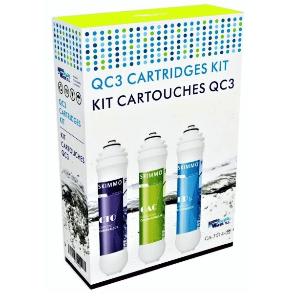 Kit cartuchos recambio QC3  HIDRO WATER CA-7014-02, CA701402 CA/7014/02 Recambios Repuestos de para fontaneria fontaneros FILTROS OSMOSIS conjuntos grupos compuestos conglomerados pacs paks packs pakcs Sets sedimentos