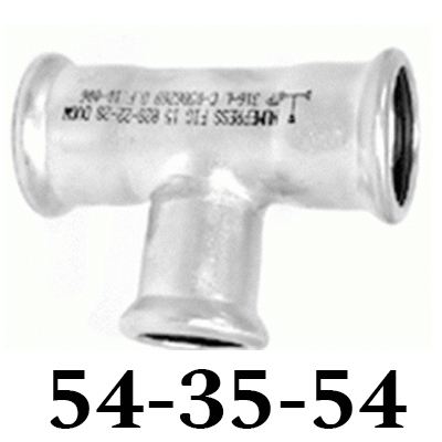 TE DE 54-35-54 mm EN ACERO INOXIDABLE AISI - 316 PRESSFITTING ISOTUBI, 