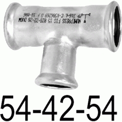 TE REDUCIDA DE 54-42-54 mm EN ACERO INOXIDABLE AISI - 316 PRESSFITTING ISOTUBI, PRESFITTING PRESFITING PRESSFITING PRESFITTING INOX PRENSAR PRESINOX PRESS INOX PRESSINOX