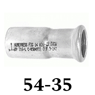 REDUCCION DE 54 - 35 EN ACERO INOXIDABLE AISI - 316 PRESSFITTING REF: F1454356 ISOTUBI, 