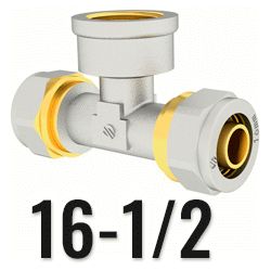 TE SALIDA HEMBRA DE 16 x 1/2 FITTINGS COMPRESION ARCO, 