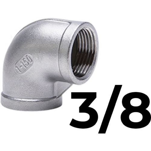 CODO 90 H/H ACERO INOX 316 GEBO DE 3/8, iguales elbow steel 90 inoxidable curvas curve curbas F/F FEMALE HEMBRA SAME EQUAL