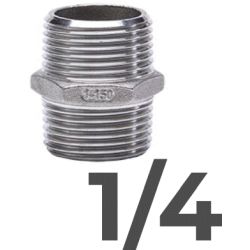 MACHON DOBLE ROSCA M/M ACERO INOX 316 GEBO DE 1/4, 