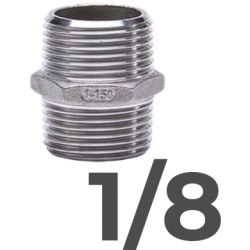 MACHON DOBLE ROSCA M/M ACERO INOX 316 GEBO DE 1/8, 