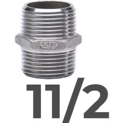 MACHON DOBLE ROSCA M/M ACERO INOX 316 GEBO DE 11/2, 