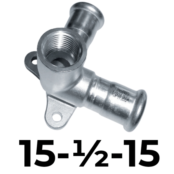 Racor 3 vias con placa HHH  Inoxpres 15 x 1/2"   INOX A316L, 