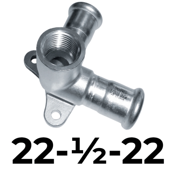 Racor 3 vias con placa HHH  Inoxpres 22 x 1/2"   INOX A316L, 